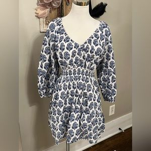 J. Crew V-neck mini dress in blue floral